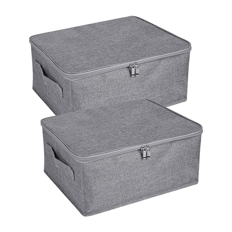 Grey zipper fabric storage box | Storage Bins Wholesale