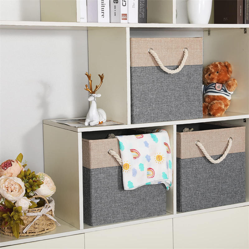 Hemp rope handle folding storage bins | Storage Bins Wholesale